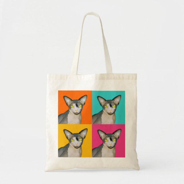 Tote Bag Art de bruit de Ninja de chat de Sphynx (Devant)