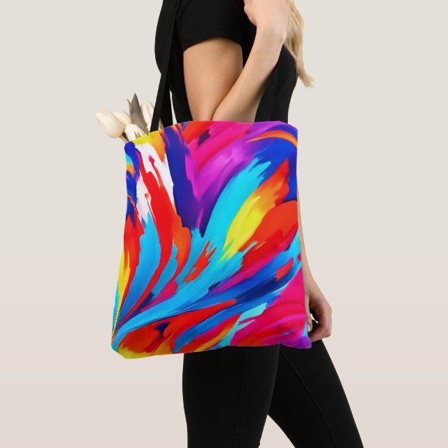 Tote Bag Art de coups de pinceau colorés (De près)