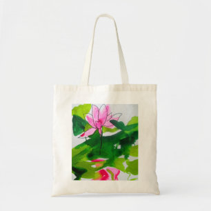 Tote Bag Art de fleur d'aquarelle abstraite de nénuphar