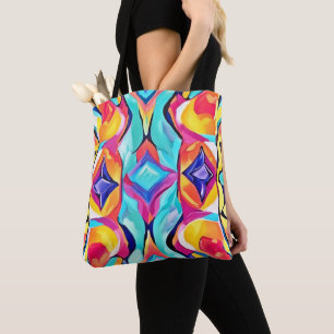 Tote Bag Art de fusion géométrique néon