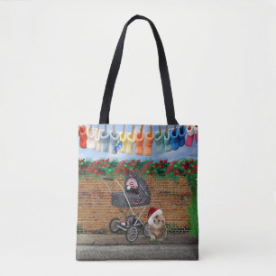 Tote Bag Art de la scène de Noël Polka-Dot Street