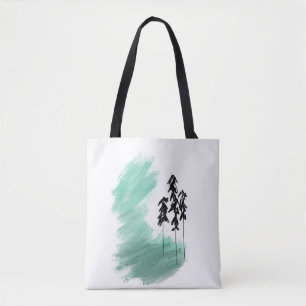 Tote Bag art de l'arbre vert scandinave simple moderne ment