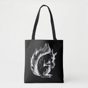 Tote Bag Art de l'écureuil noir et blanc