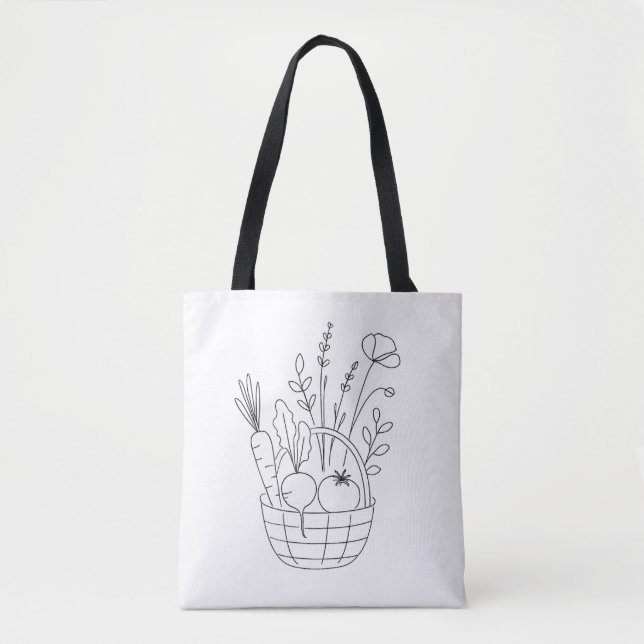 Tote Bag Art de ligne botanique minimal (Devant)