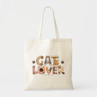 Tote Bag Art de mots amateur de chats