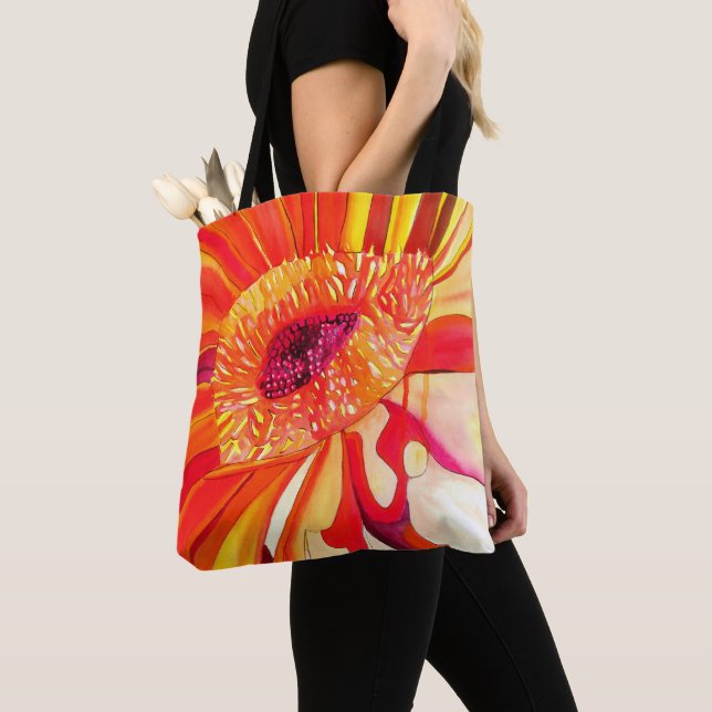 Tote Bag Art de peinture à l'aquarelle de fleurs de Gerbera (De près)