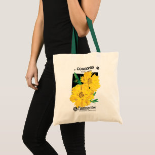 Tote Bag Art de pochette de graines vintage, fleurs de Core