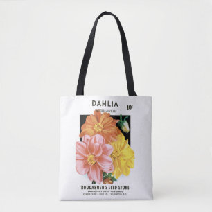 Tote Bag Art de pochette de graines vintage, fleurs de jard