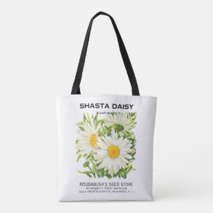 Tote Bag Art de pochette de graines vintage, fleurs de marg
