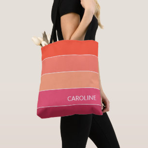 Tote Bag Art de rayure d'été coloré personnalisé