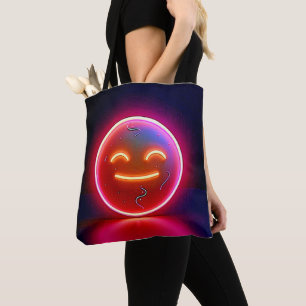 Tote Bag Art de visage heureux avec néon