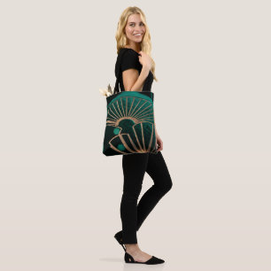 Tote Bag Art Déco de luxe vert émeraude et laiton