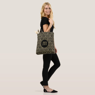 Tote Bag Art Déco Monogramme Or et Noir