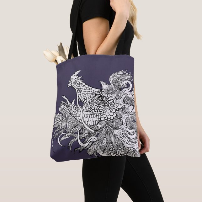 Tote Bag Art détaillé de dragon d'enchantement de dragon (De près)