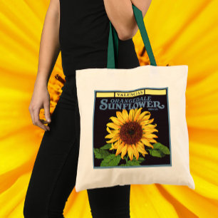 Tote Bag Art d'étiquette de caisse de fruits vintage Orange