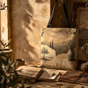 Tote Bag Art du paysage méditerranéen de la oliveraie dorée