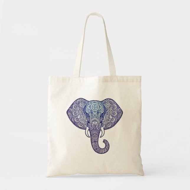 Tote Bag Art éléphant au henné (Devant)