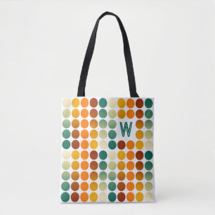 Tote Bag Art en pointillés sarcelle bleu vert rouge marron 