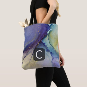 Tote Bag Art et or liquides Abstraits multicolores, Monogra
