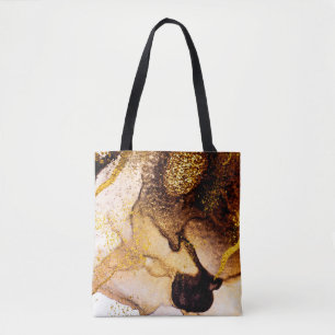 Tote Bag ART exotique. Tourbillon doré, design artistique.