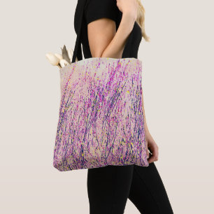 Tote Bag Art Fleur sauvage rose et violet Fourre-tout