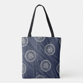 Tote Bag Art floral bleu