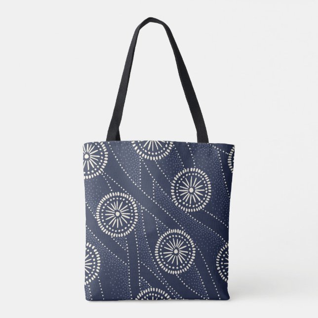Tote Bag Art floral bleu (Dos)