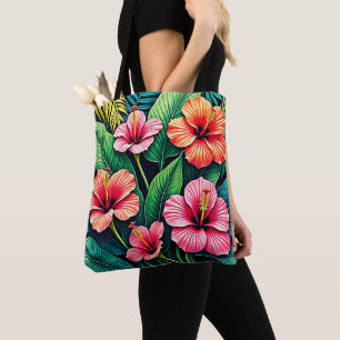 Tote Bag Art floral de l'Hibiscus tropical