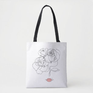 Tote Bag Art Floral Line : Femme Minimale.