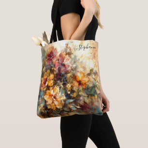Tote Bag Art floral personnalisé aquarelle