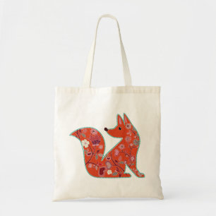 Tote Bag Art Folklorique Floral Fox Cute