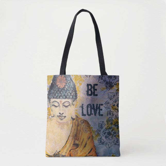 Tote Bag Art Fourre-tout d'aquarelle de Bouddha d'amour (Devant)
