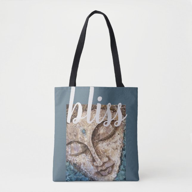 Tote Bag Art Fourre-tout d'aquarelle de Bouddha de bonheur (Devant)