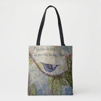 Tote Bag Art Fourre-tout d'aquarelle d'oiseau de citation