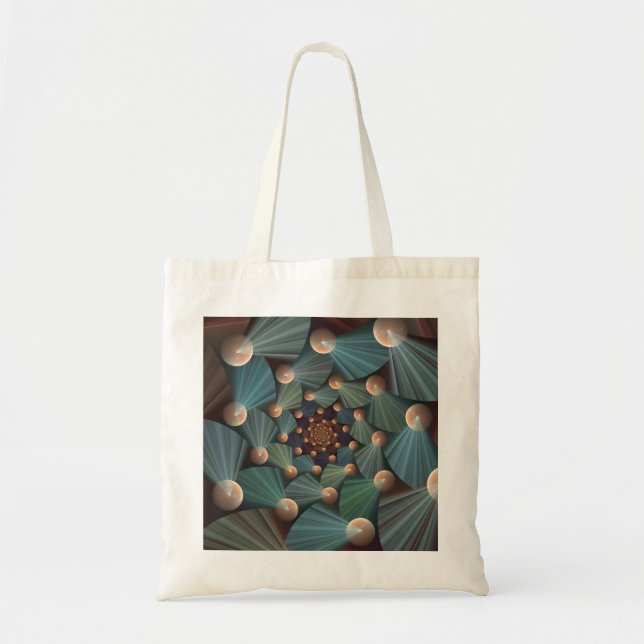 Tote Bag Art Fractal Abstrait Avec Profondeur Bleu Brown Ar (Devant)