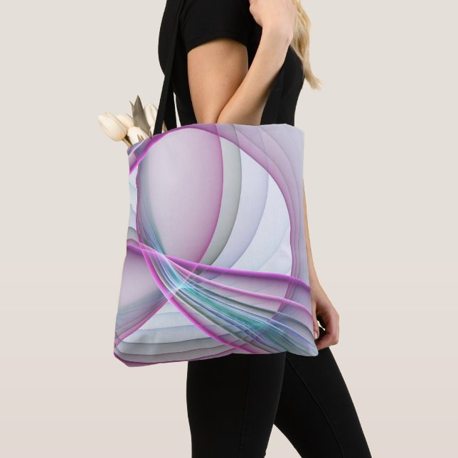 Tote Bag Art fractal abstrait coloré en mouvement, moderne (De près)