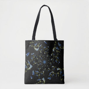 Tote Bag Art fractal bleu et noir Sage