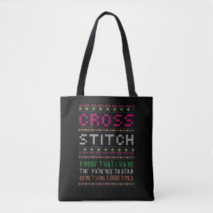 Tote Bag Art Funny Cross Stitch Needlepoint Sewing Needle
