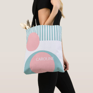 Tote Bag Art géométrique abstrait personnalisé à rayures
