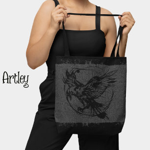Tote Bag Art gothique de tatouage gris-noir