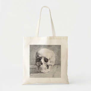 Tote Bag Art graphique de crâne : conception d'encre minima