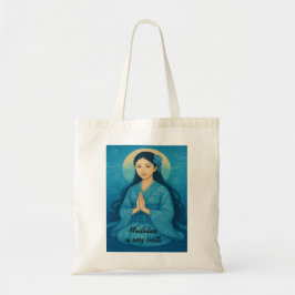 Tote Bag Art méditation zen Mindfult Yoga Bleu Custom