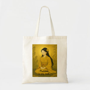 Tote Bag Art méditation zen Mindfult Yoga Yellow Custom