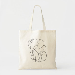 Tote Bag Art minimaliste de ligne éléphante