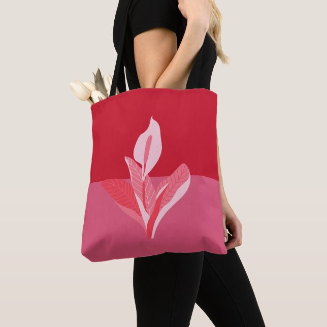 Tote Bag Art moderne Calla Lily Rouge rose (De près)