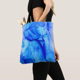 Tote Bag Art moderne de l'encre bleue et violette Abstraite