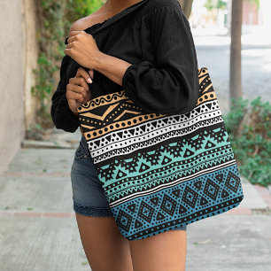 Tote Bag Art Mosaïque Tribal Aztèque Contemporain Unique et