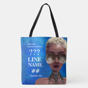 Tote Bag Art noir de sororité bleue faite sur commande