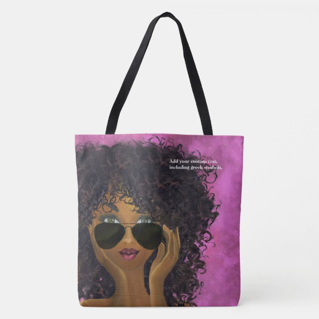 Tote Bag Art noir de sororité rose (Devant)