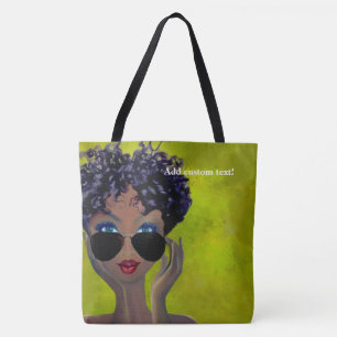 Tote Bag Art noir de sororité verte